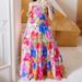 Foreign Trade Women's European And American Cross-Border New Style Sexy Fashion Off-Shoulder Floral Long Dress_ecoleips.com