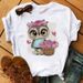 European And American Cross-border Foreign Trade Wholesale Clothing Cute Cartoon Owl Round Neck Plus Size Short-sleeve_ecoleips.com