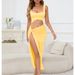 European And American Women's Long 2026 New Model, Strapless, Solid Color, Hollowed-out,_ecoleips.com