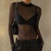 European American Style See through Striped Mesh Bodysuit Slim Fit Base Layer Summer Hot Girl Versatile Top Women's Clothing_ecoleips.com