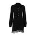 Elegant Black Lace Trim Wrap Dress For Women - Slim Fit Asymmetrical Hem Office To Evening Dress With Belt_ecoleips.com