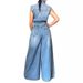Women's Clothing Relaxed Washed Denim Jumpsuit – Sleeveless High-Waisted Wide-Leg Romper For Women (Blue, Medium Stretch, Streetwear & Casual Chic)_ecoleips.com