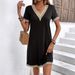 Women's Lace V-Neck Knitted Dress A-Line Summer Mid-Length Gown Elegant Flowy Short Sleeve Fashion_ecoleips.com