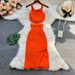 YuooMuoo Chic Fashion Sexy Hollow Out Waist Knitted Summer Dress Women Slim Elastic Bodycon Party Dress Streetwear Lady Outfits_ecoleips.com