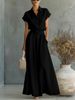 Spring/Summer Women's Fashion Set Casual Solid Color Shirt And Wide Leg Pants Two-Piece Outfit_ecoleips.com