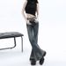 Women’s High-Waisted Flared Jeans – Vintage Washed Denim With Contrast Stitching & Patchwork Design (S-2XL, Retro Blue, Relaxed Fit)_ecoleips.com