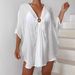 Loose Beach Cover Up V Neck One Size Fits All Irregular Design For Beach Vacations Sun Protection Women's Swimwear_ecoleips.com