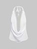 Women's Sleeveless Halter Neck Top Deep V Backless Slim Fit Casual Studded Design European American Style_ecoleips.com