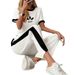 Women's Clothing Casual Short Sleeve T-Shirt And Sweatpants Set Letter Print Crew Neck Comfortable Fashion_ecoleips.com