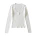 Aria Basics Aria Basics New European And American Style Sexy Deep U-neck Basic Pure Desire Slim-fit Long-sleeve Pullover Knit Top For Women_ecoleips.com