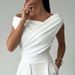 Women's Solid Color Casual Top Spring New Loose Fit Versatile American Style Design Irregular Neck 2026_ecoleips.com