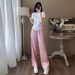 Women's Clothing Fashionable And Stylish Age Reducing And Slimming Short Sleeved Wide Leg Pants, Two Piece Suit_ecoleips.com