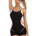 European American Sexy One Piece Swimsuit Solid Color Slim Fit Contrast Sports Competitive Bikini Women's Clothing_ecoleips.com