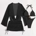 Women's Clothing Two-Piece Swimsuit Sexy Tie-Up Bikini Set With Light Gauze Cover Up_ecoleips.com