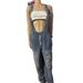 Aria Basics European And American Women's Fashion Cross-border Zipper Denim Overalls Autumn Style Loose Casual Pocket Pants YX70056_ecoleips.com
