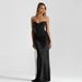 Women's Fashion Solid Color Herringbone Waist Slim Fit Evening Dress Black European And American Style Flowing Ribbon Fishtail Long Skirt_ecoleips.com