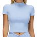 Zechuang Women's Yoga Sports Top Naked Feel Stand Collar Zipper Tight Fitting Short Sleeve Outdoor Running Fitness 4514_ecoleips.com