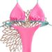 2025 New European And American Style Nylon Heart Bikini Set Solid Color Low Waist Tie-Up Women's Swimwear_ecoleips.com