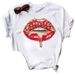 European And American Clothing, Round-neck Top, Short Top With Lip Print, Women's T-shirt_ecoleips.com