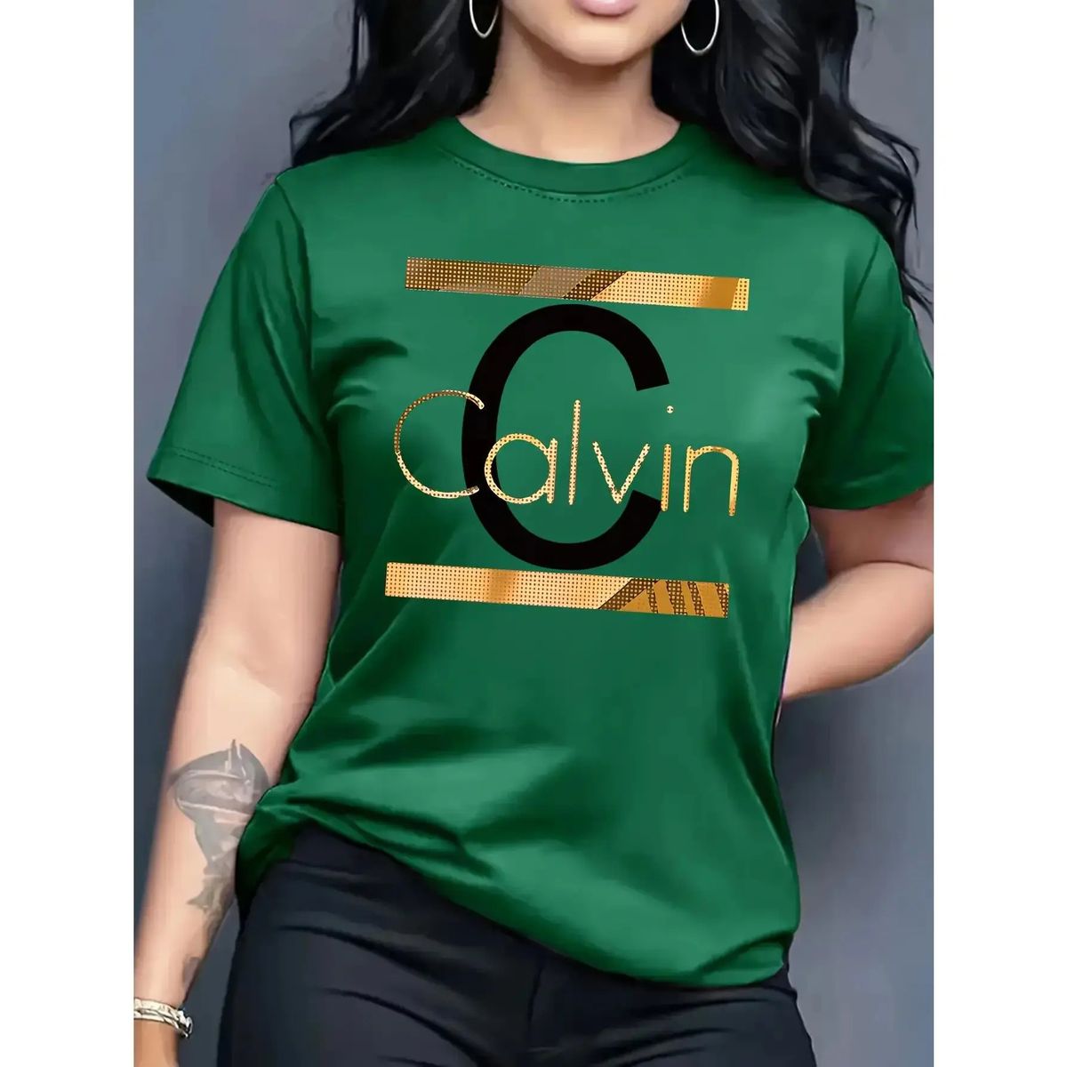 European Size 100% Cotton Calvin Women's Casual Short Sleeve Round_ecoleips.com
