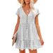 2022 European And American Spring/Summer Independent Website V-neck Buttoned Small Floral Short-sleeved Loose_ecoleips.com