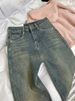 2025 Vintage Women's Jeans Winter Fleece High Waist Slim FitEurope And AmericaStyle Micro Flared Trousers Horseshoe Floor Length_ecoleips.com