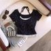 Women's Halter Neck T-Shirt False Two-Piece Lace Bow Detail Fitted Crop Top for Summer_ecoleips.com