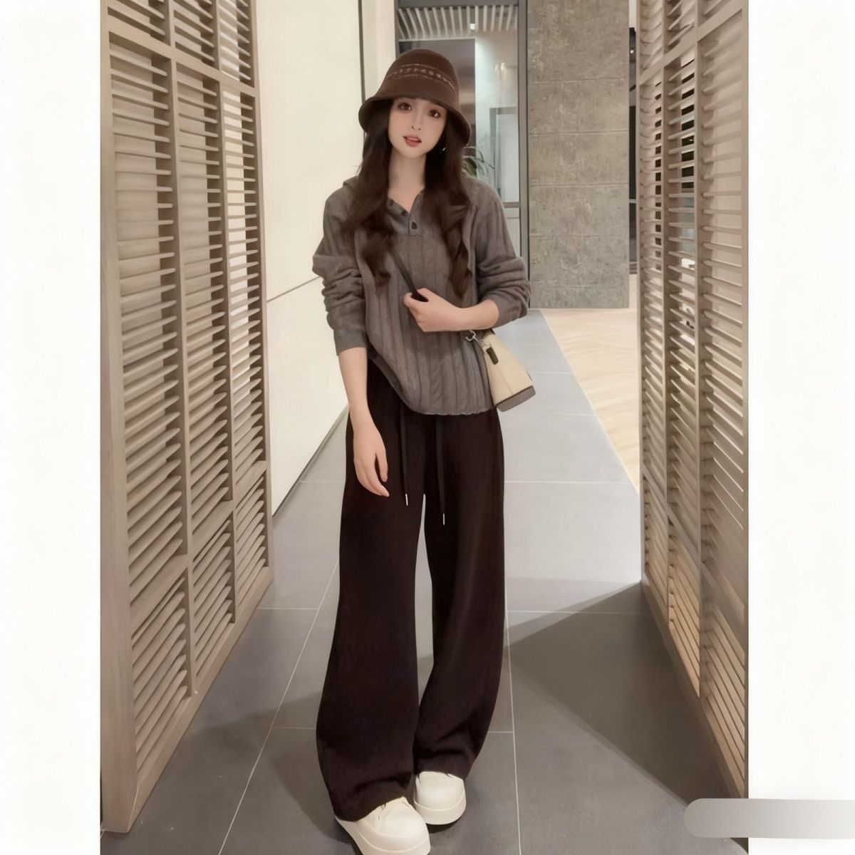girl 2025 New Korean Style Hooded Collar Knitted Sweater Loose Long Sleeve Top Women, Suitable For Both Inner And Outer Wear_ecoleips.com