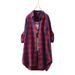 Women's Plaid Long-Sleeved Shirt Women's Retro Mid-Length Shirt Loose Blouson Spring And Autumn Shirt_ecoleips.com
