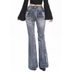 Women's Slim Fit Stretchy Jeans High Street Trendy Embroidered Flared Trousers_ecoleips.com