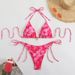 2025 New European And American Floral Lace Up Bikini Sexy Split Swimsuit Women's Three Point Bikini Swimsuit_ecoleips.com