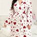 Aria Basics European American Cross-border Summer Plus-size Ribbed Heart-pattern Home Wear, Lace-up Robe, Casual And Wearable_ecoleips.com