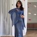 Women's Clothing Slim Fit Patchwork Dress Long Glass Yarn Satin Wide Sleeve Style For Formal & Casual For Women_ecoleips.com