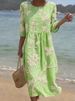 Best Selling Women's mid Length Sleeve round Neck Dress Side Pockets Beach Vacations_ecoleips.com