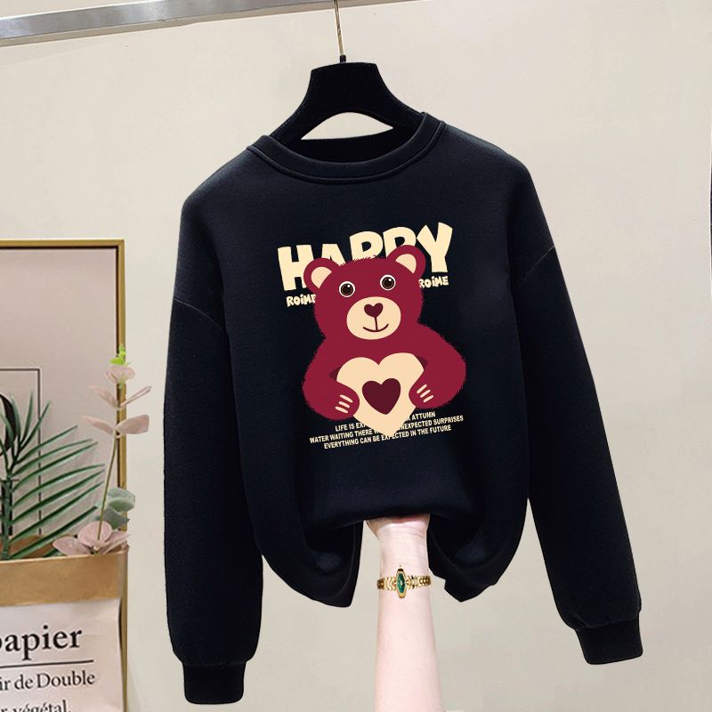 Women's Niche Design round Neck Sweatshirts Fashionable Fleece Lined Thickened Sweatshirts for Spring Autumn And Winter_ecoleips.com