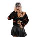 European And American Cross-border Women's Fashion Cardigan With Halloween Bat Pattern, Quirky Knitted Jacket_ecoleips.com