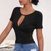 Aria Basics Aria Basics European And American Women's Clothing 2026 New Cross-border Sexy Hollow-out Buttoned Slim-fit Casual Short-sleeve_ecoleips.com