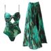 Women's Dark Green Starfish Printed One Piece Swimsuit European American Style_ecoleips.com