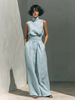 K New Solid Color Temperament Women's Simple Sleeveless Top And Wide Leg Pants_ecoleips.com
