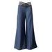 Women's High Waist Wide Leg Trousers Hollow Belt Temperament Commuting Flared Trousers Casual Bottoms_ecoleips.com