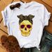 Summer Women's Clothing Spring/Summer Floral Skull Simple Retro Plus Size Round Neck Short Sleeve T-Shirt For Women_ecoleips.com