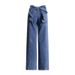 Women's Clothing Fashionable And Elegant Jeans For Women Spring New Bow Stitching Design Slim Fit High Waist Straight Pants_ecoleips.com