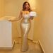 Elegant Bodycon Long Dress Gold Foil Deep V Neck Sleeveless Evening Gown for Women's Parties And Banquets_ecoleips.com