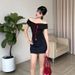 AC534 American-style Off-shoulder Bow Short-sleeve T-shirt Women, Unique Beautiful Design, Slim-fit And Flattering Top_ecoleips.com