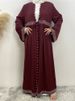 New Hot Diamond Ramadan Clothing With Belt Women's Dress Muslim Eid Abaya Luxury Arabic Fashion Kaftan Modest Caftan Marocain_ecoleips.com