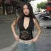 European And American Style Sheer Lace Tube Top 2025 New Sexy Patchwork Deep V Halter Lace-Up Camisole Wholesale_ecoleips.com