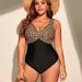 Women's Clothing Women's High-End Patchwork Bikini V Neck Halter Strap Swimsuit European American Style Printed One Piece Sexy Design_ecoleips.com