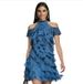Women's Clothing Mini Dress Mesh Ruffled Trim Denim New Spring Summer Vacation Dress_ecoleips.com