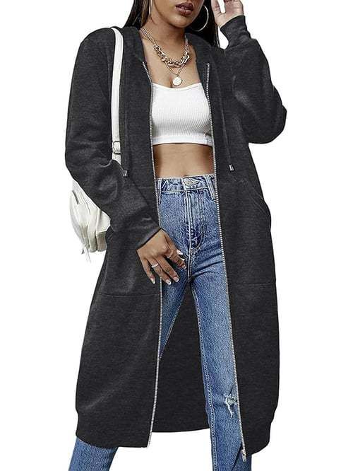 Women's Mid-Length Cardigan Hoodie Trendy Coat With Letters European And American Style Outerwear For Ladies_ecoleips.com