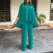 foreign Trade Women's Fashion Elegant Loose Plus-size Irregular Top Wide-leg Pants Set European And American_ecoleips.com